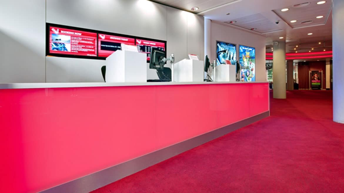 Entertainment Industry - BFI IMAX Cinema feature lighting ticket desk